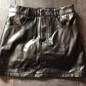 Black Faux Leather Mini Skirt